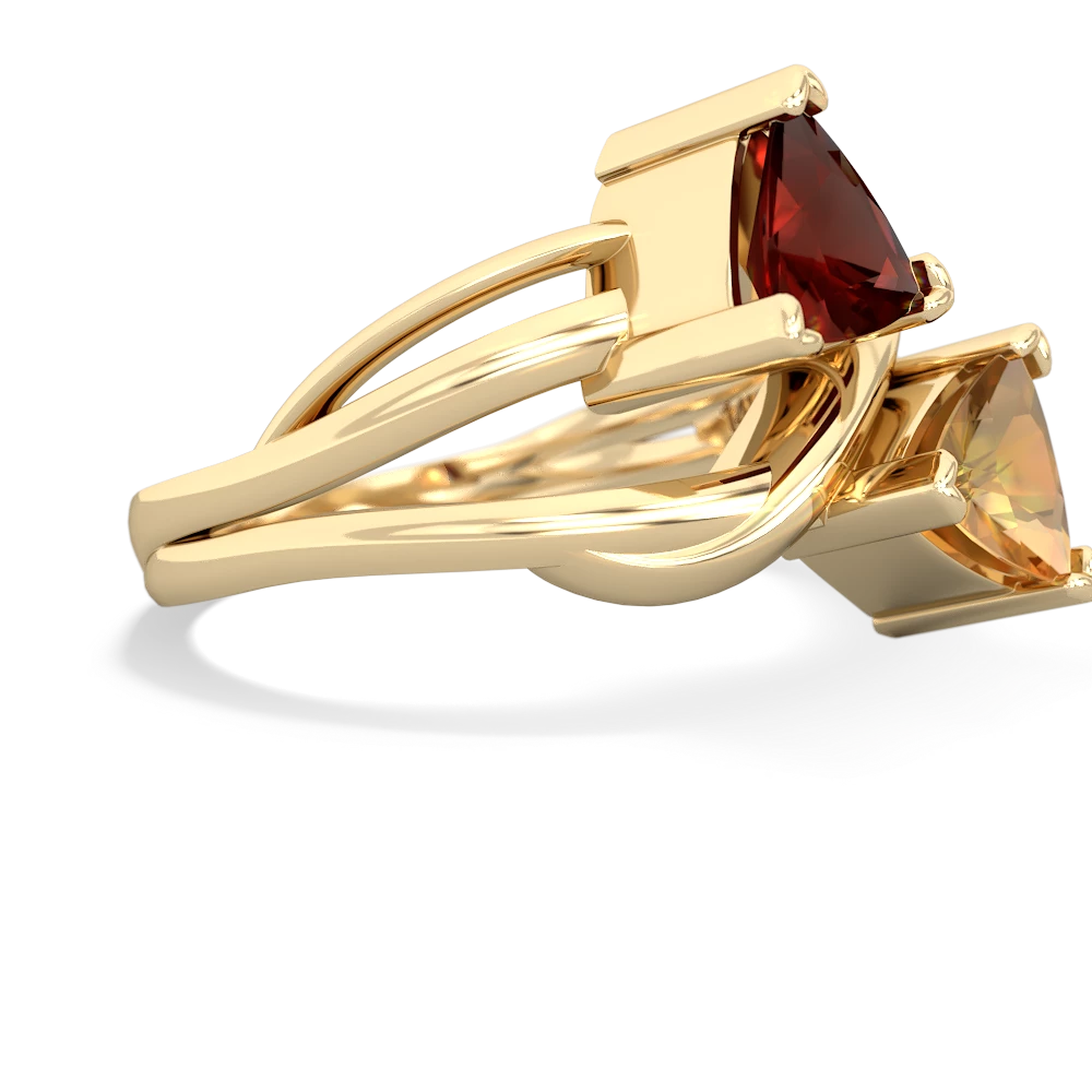 Garnet Split Band Swirl 14K Yellow Gold ring R2341