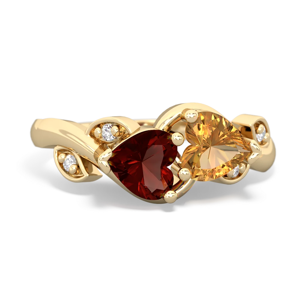 Garnet Floral Elegance 14K Yellow Gold ring R5790