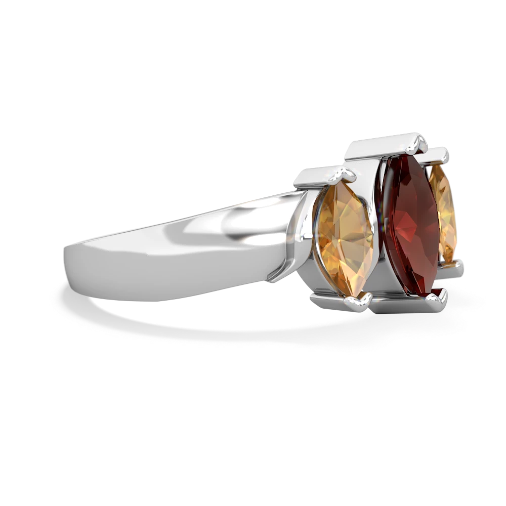 Garnet Three Peeks 14K White Gold ring R2433