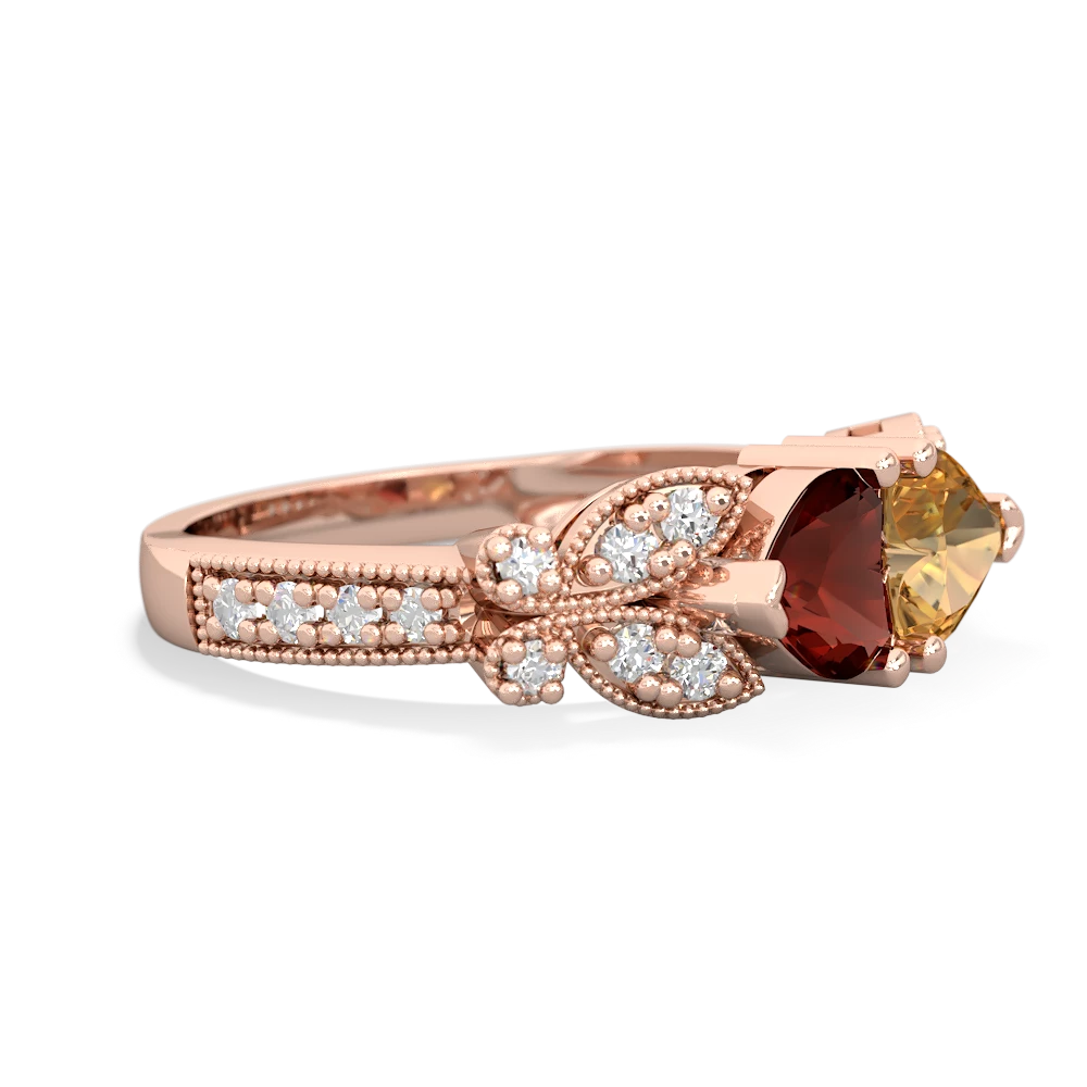 Garnet Diamond Butterflies 14K Rose Gold ring R5601