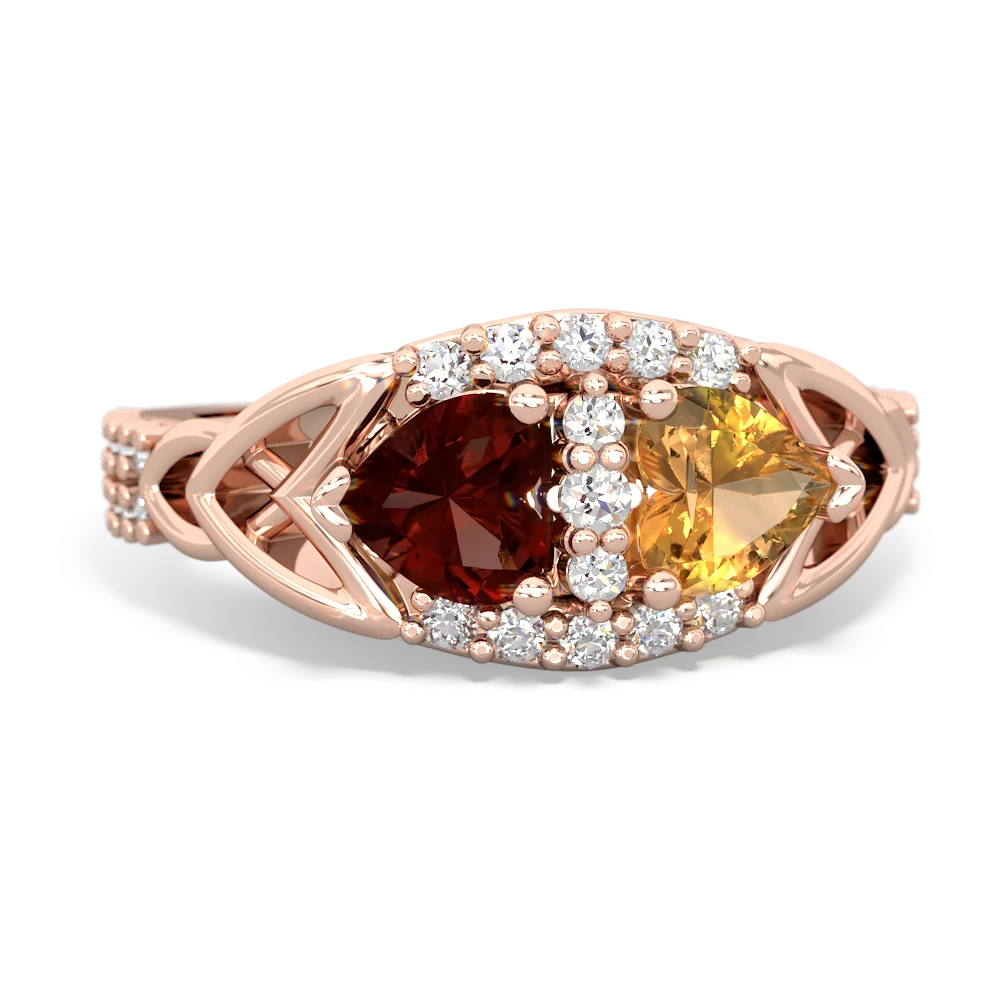 Garnet Sparkling Celtic Knot 14K Rose Gold ring R2645