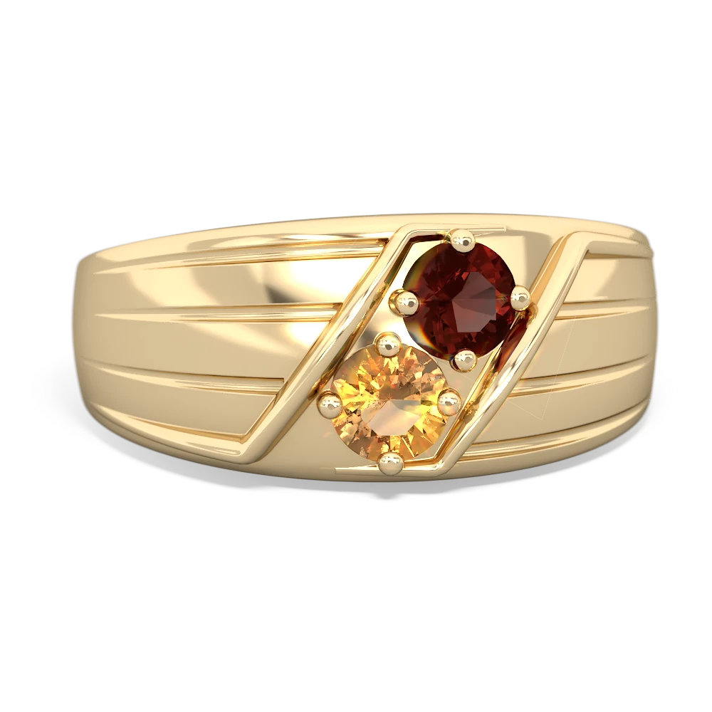 Garnet Men's Streamline 14K Yellow Gold ring R0460