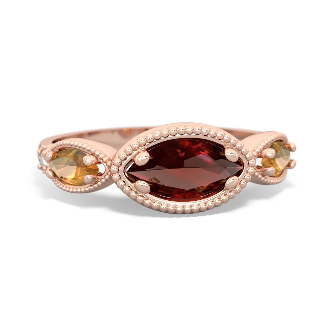 Garnet Milgrain Marquise 14K Rose Gold ring R5700