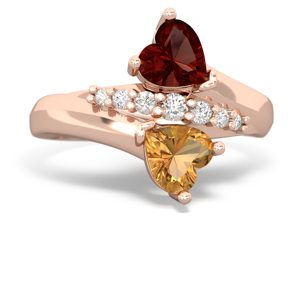 Garnet Heart To Heart 14K Rose Gold ring R2064