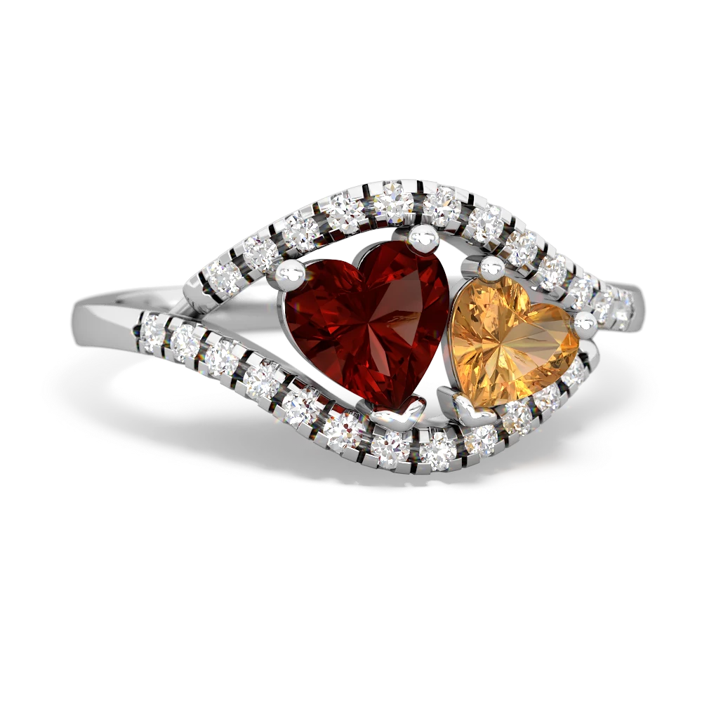 Garnet Mother And Child 14K White Gold ring R3010