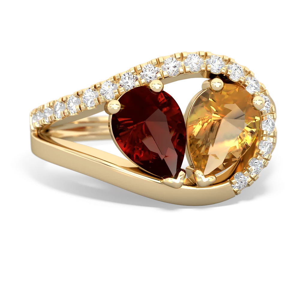 Garnet Nestled Heart Keepsake 14K Yellow Gold ring R5650