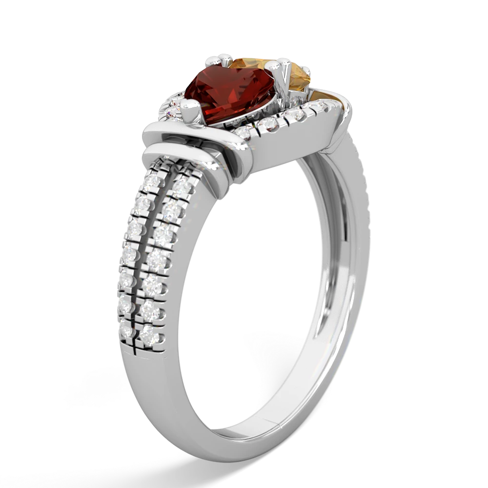 Garnet Art-Deco Keepsake 14K White Gold ring R5630