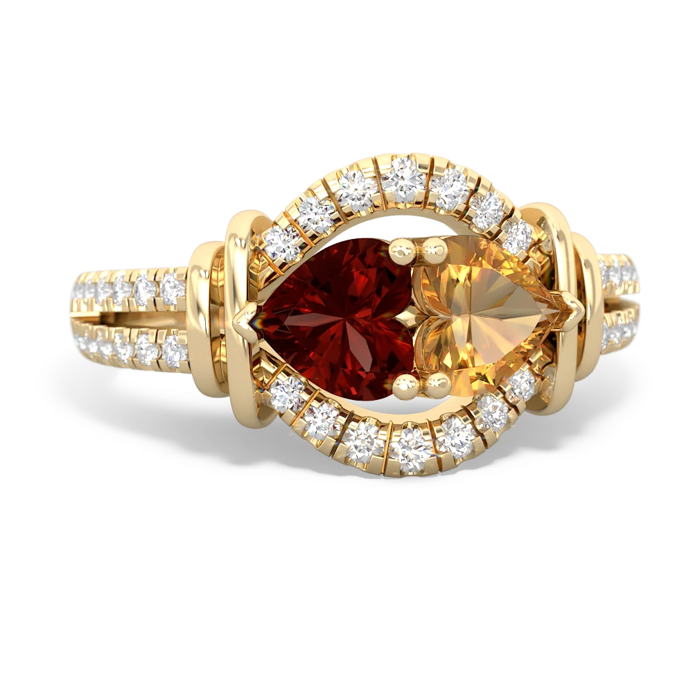 Garnet Art-Deco Keepsake 14K Yellow Gold ring R5630