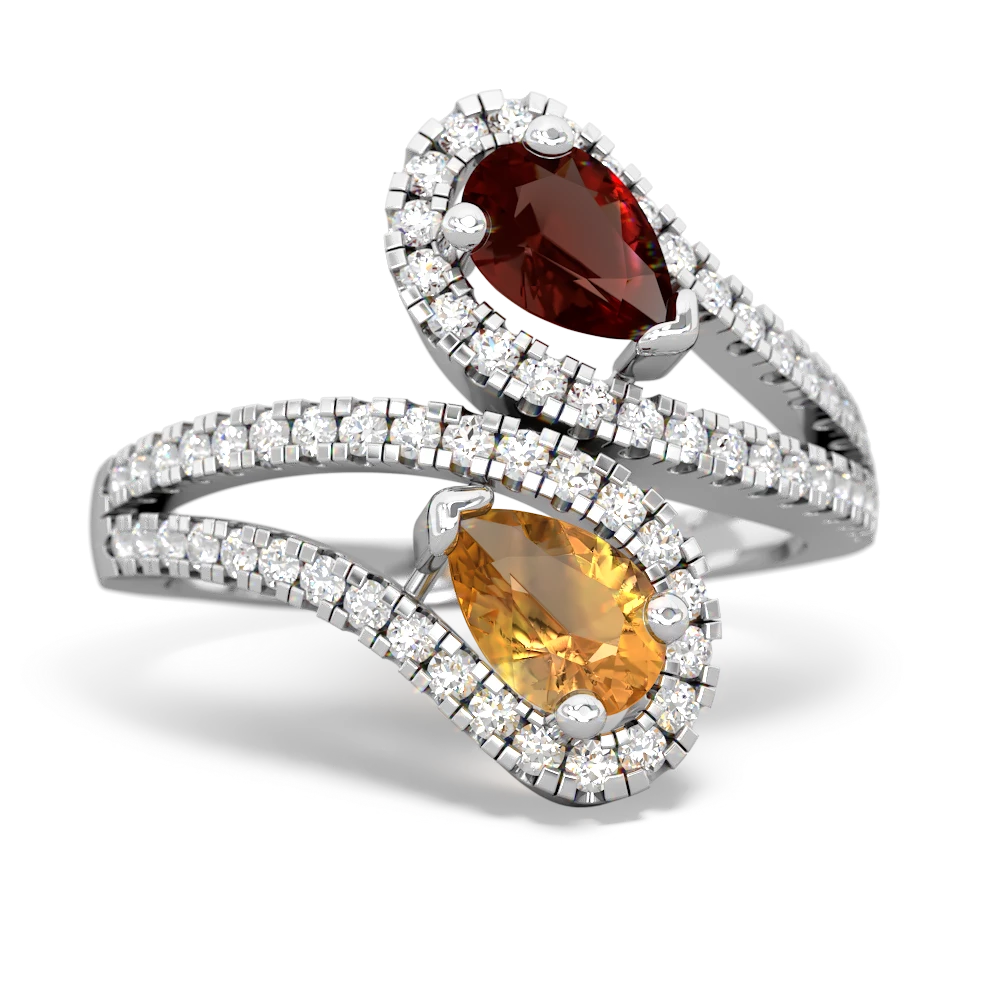 Garnet Diamond Dazzler 14K White Gold ring R3000