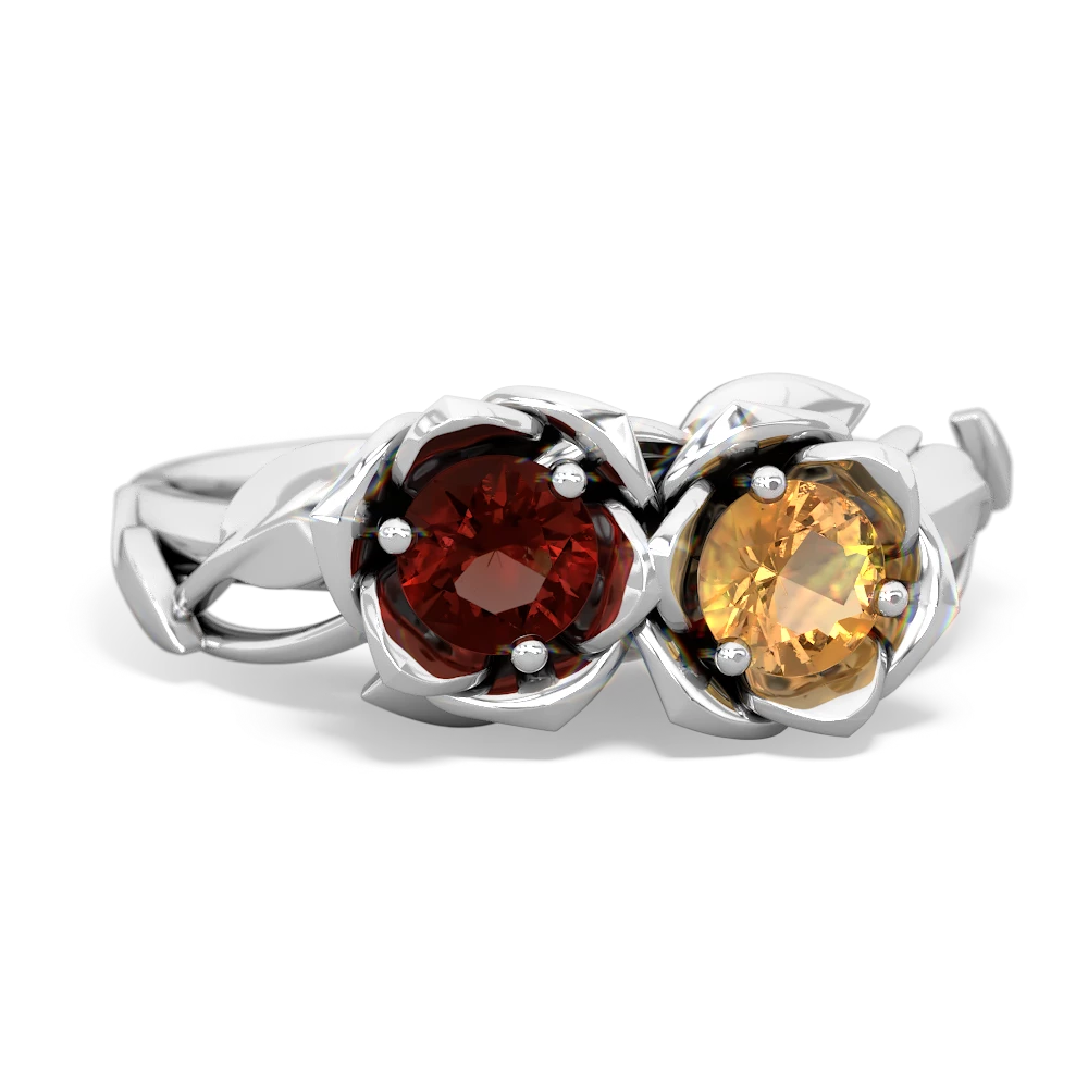 Garnet Rose Garden 14K White Gold ring R5510