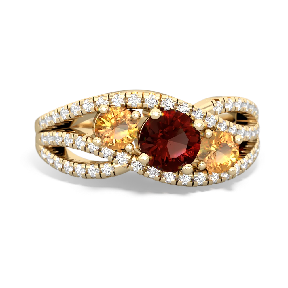 Garnet Three Stone Aurora 14K Yellow Gold ring R3080