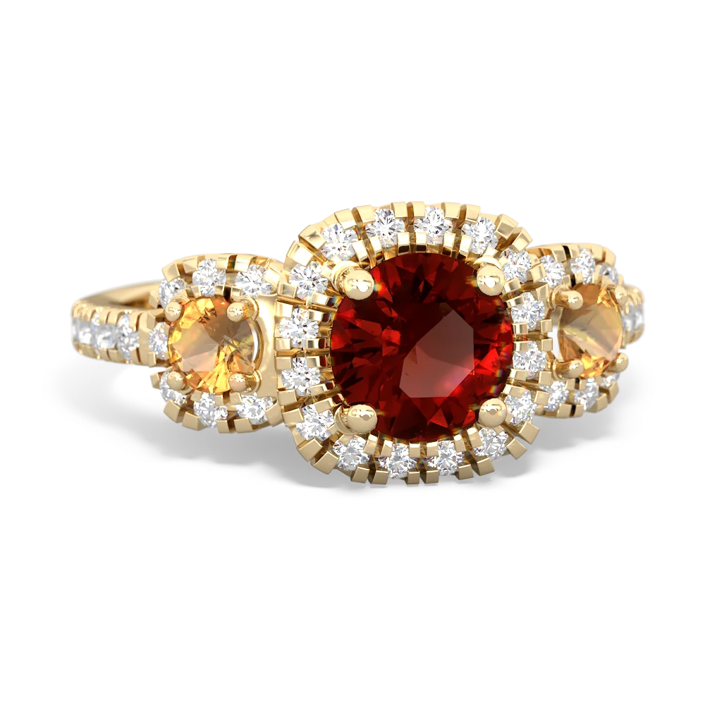 Garnet Regal Halo 14K Yellow Gold ring R5350