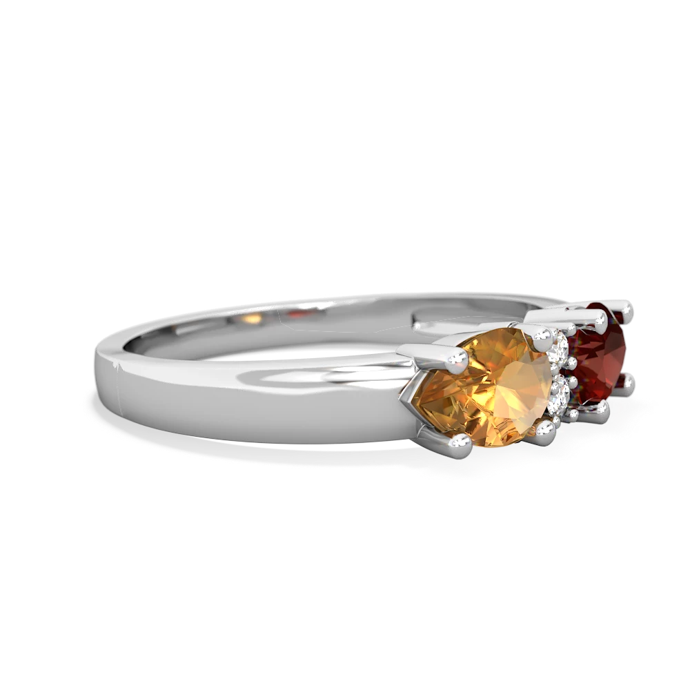 Garnet Pear Bowtie 14K White Gold ring R0865