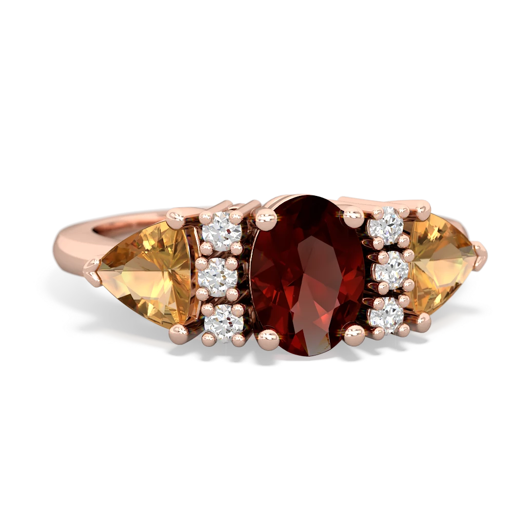 Garnet Antique Style Three Stone 14K Rose Gold ring R2186