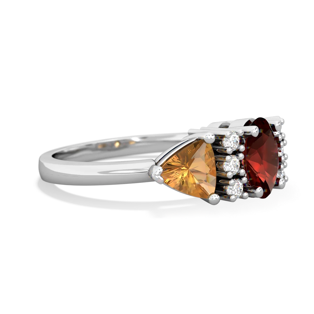 Garnet Antique Style Three Stone 14K White Gold ring R2186