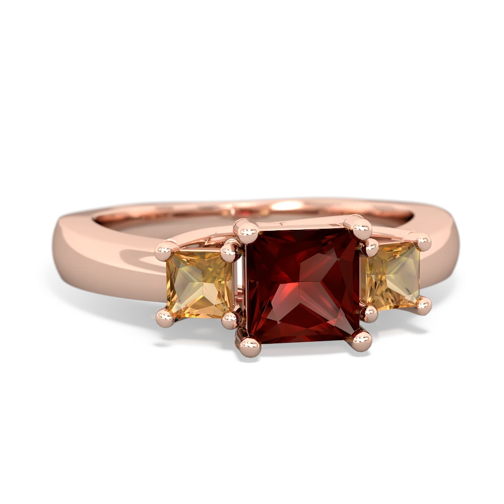 Garnet Three Stone Trellis 14K Rose Gold ring R4015