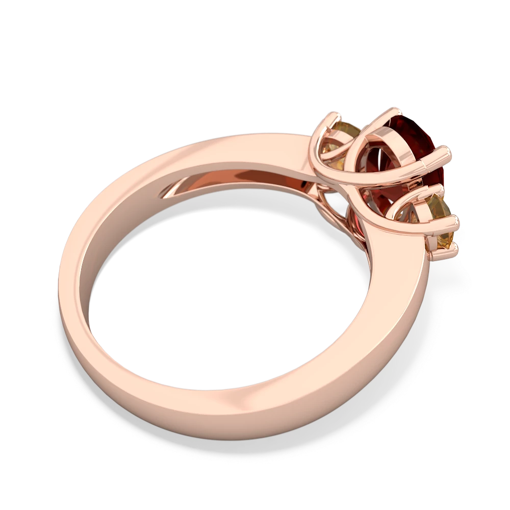 Garnet Three Stone Oval Trellis 14K Rose Gold ring R4024