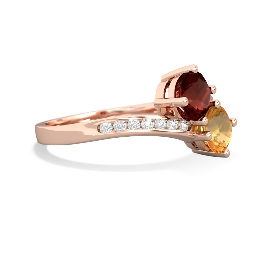 Garnet Channel Set Two Stone 14K Rose Gold ring R5303