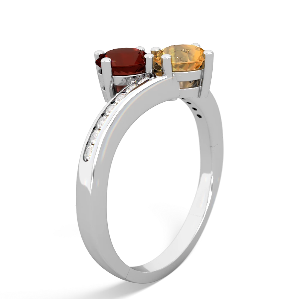 Garnet Channel Set Two Stone 14K White Gold ring R5303