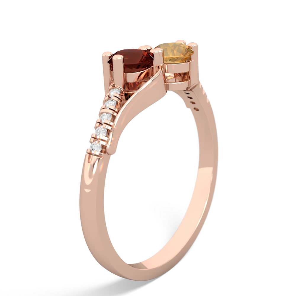 Garnet Infinity Pave Two Stone 14K Rose Gold ring R5285