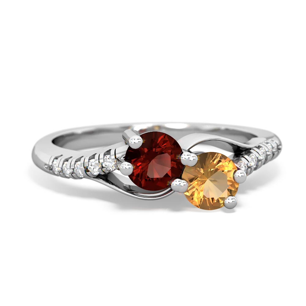 Garnet Infinity Pave Two Stone 14K White Gold ring R5285