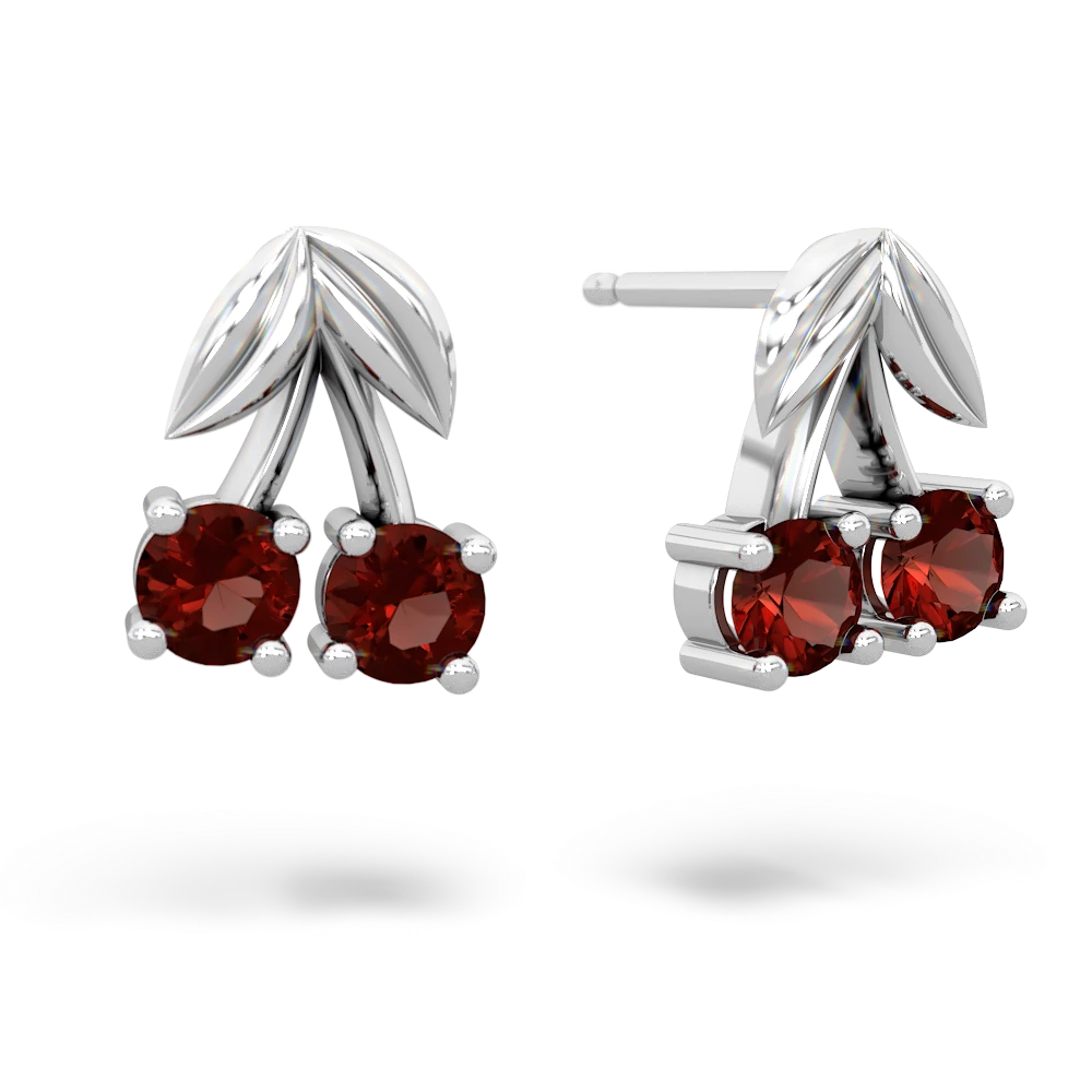 Garnet Sweet Cherries 14K White Gold earrings E7001