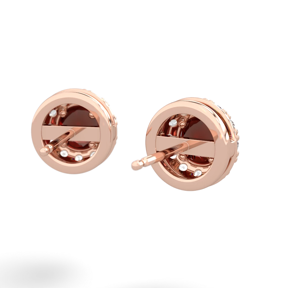 Garnet Diamond Halo 14K Rose Gold earrings E5370