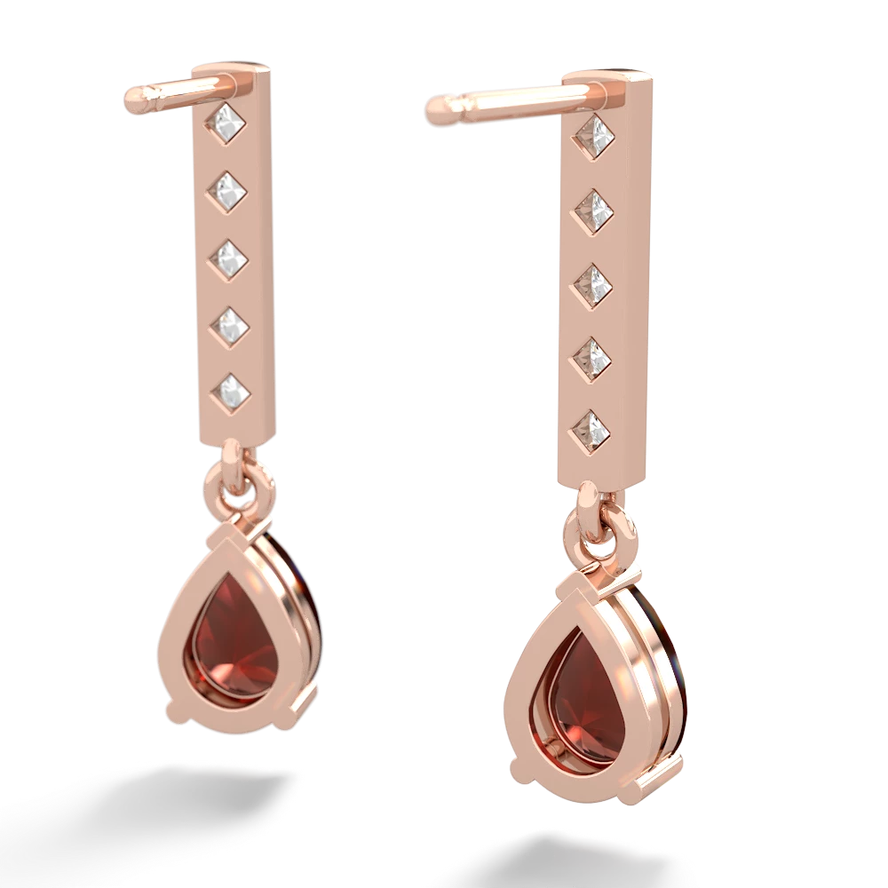 Garnet Art Deco Diamond Drop 14K Rose Gold earrings E5324