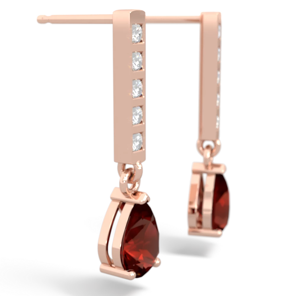 Garnet Art Deco Diamond Drop 14K Rose Gold earrings E5324