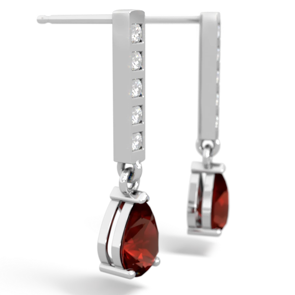 Garnet Art Deco Diamond Drop 14K White Gold earrings E5324