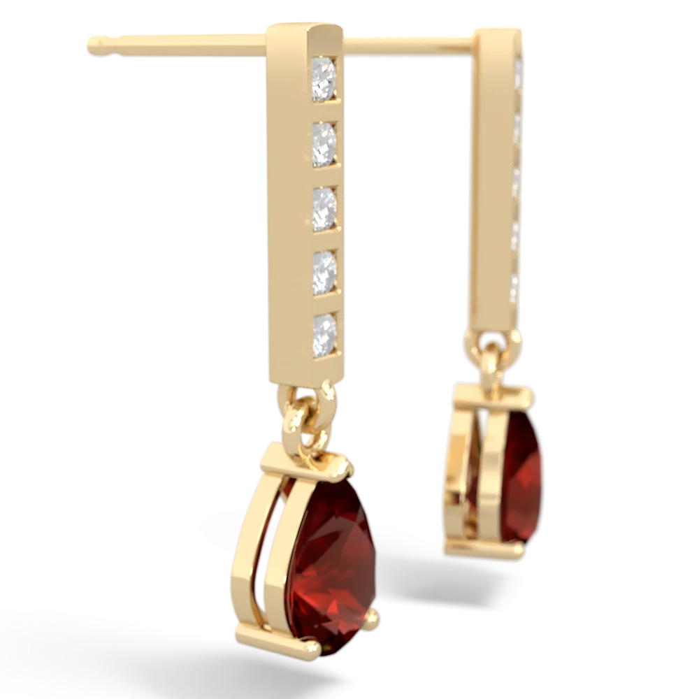 Garnet Art Deco Diamond Drop 14K Yellow Gold earrings E5324