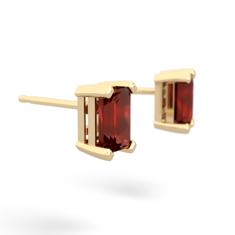 Garnet 6X4mm Emerald-Cut Stud 14K Yellow Gold earrings E1855