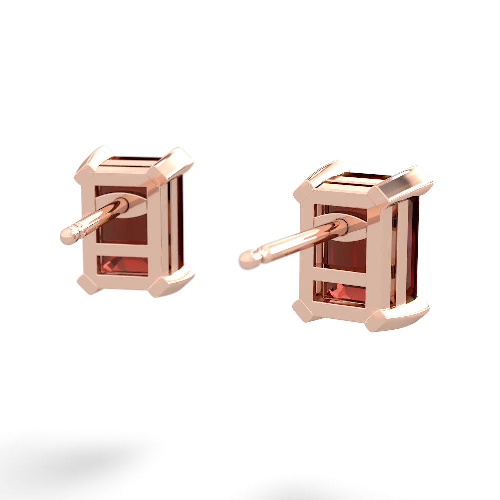 Garnet 7X5mm Emerald-Cut Stud 14K Rose Gold earrings E1856