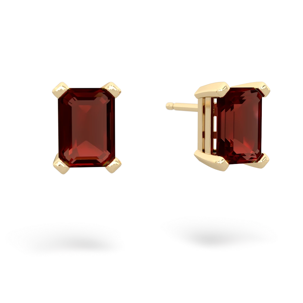 Garnet 7X5mm Emerald-Cut Stud 14K Yellow Gold earrings E1856