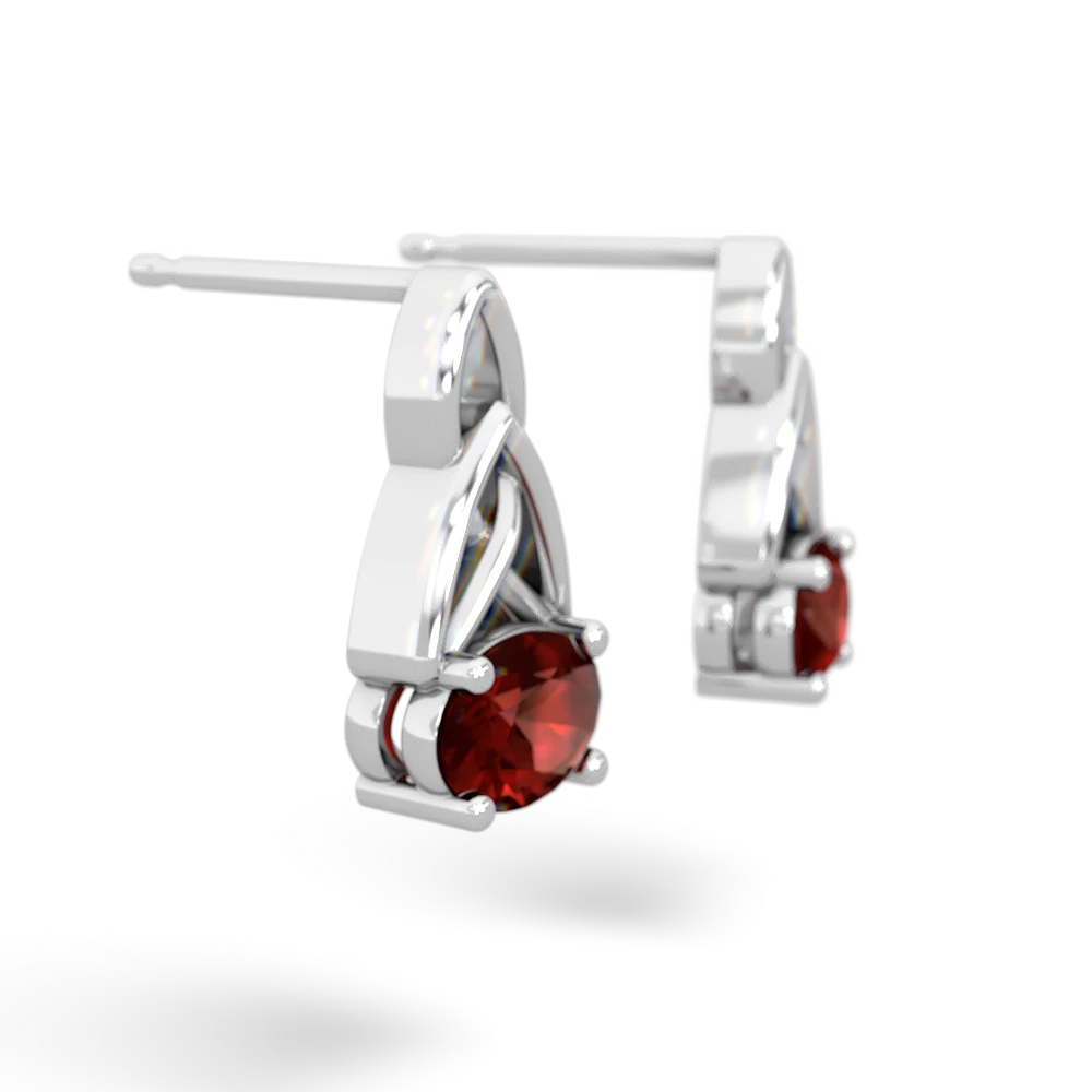 Garnet Celtic Trinity Knot 14K White Gold earrings E2389