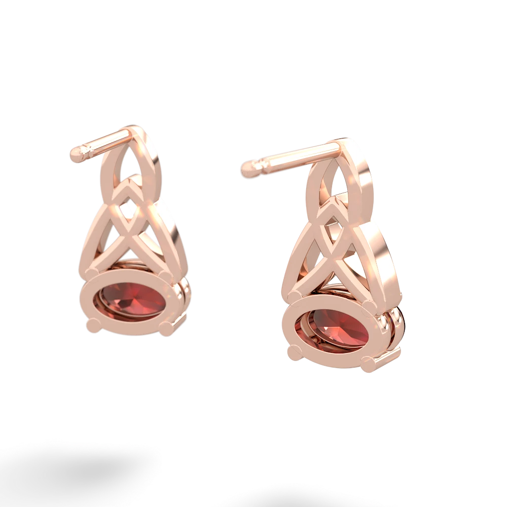 Garnet Celtic Trinity Knot 14K Rose Gold earrings E2389