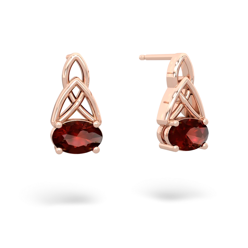 Garnet Celtic Trinity Knot 14K Rose Gold earrings E2389