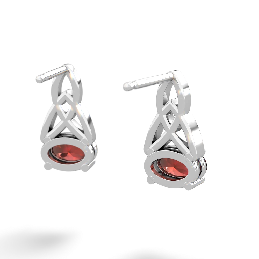 Garnet Celtic Trinity Knot 14K White Gold earrings E2389