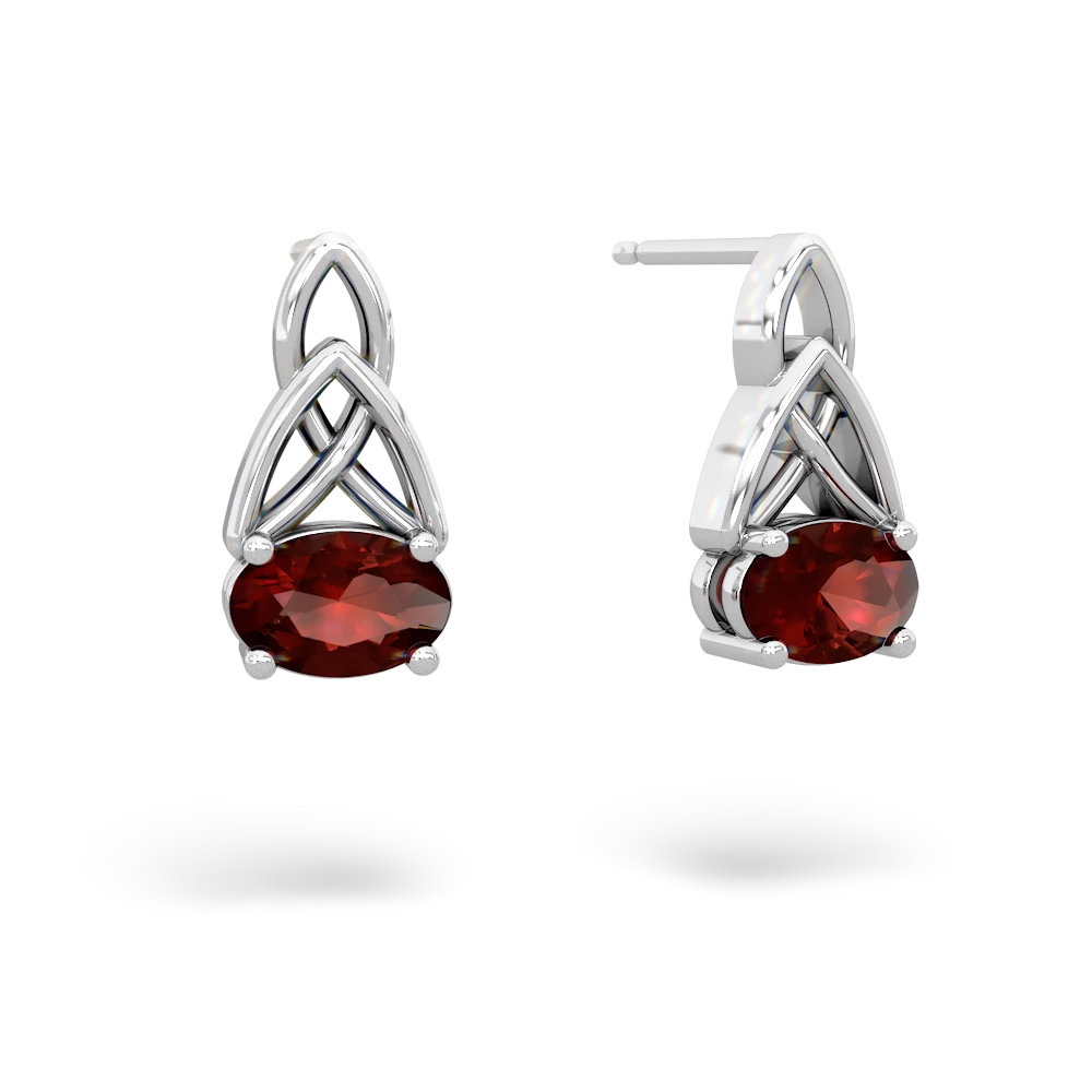 Garnet Celtic Trinity Knot 14K White Gold earrings E2389