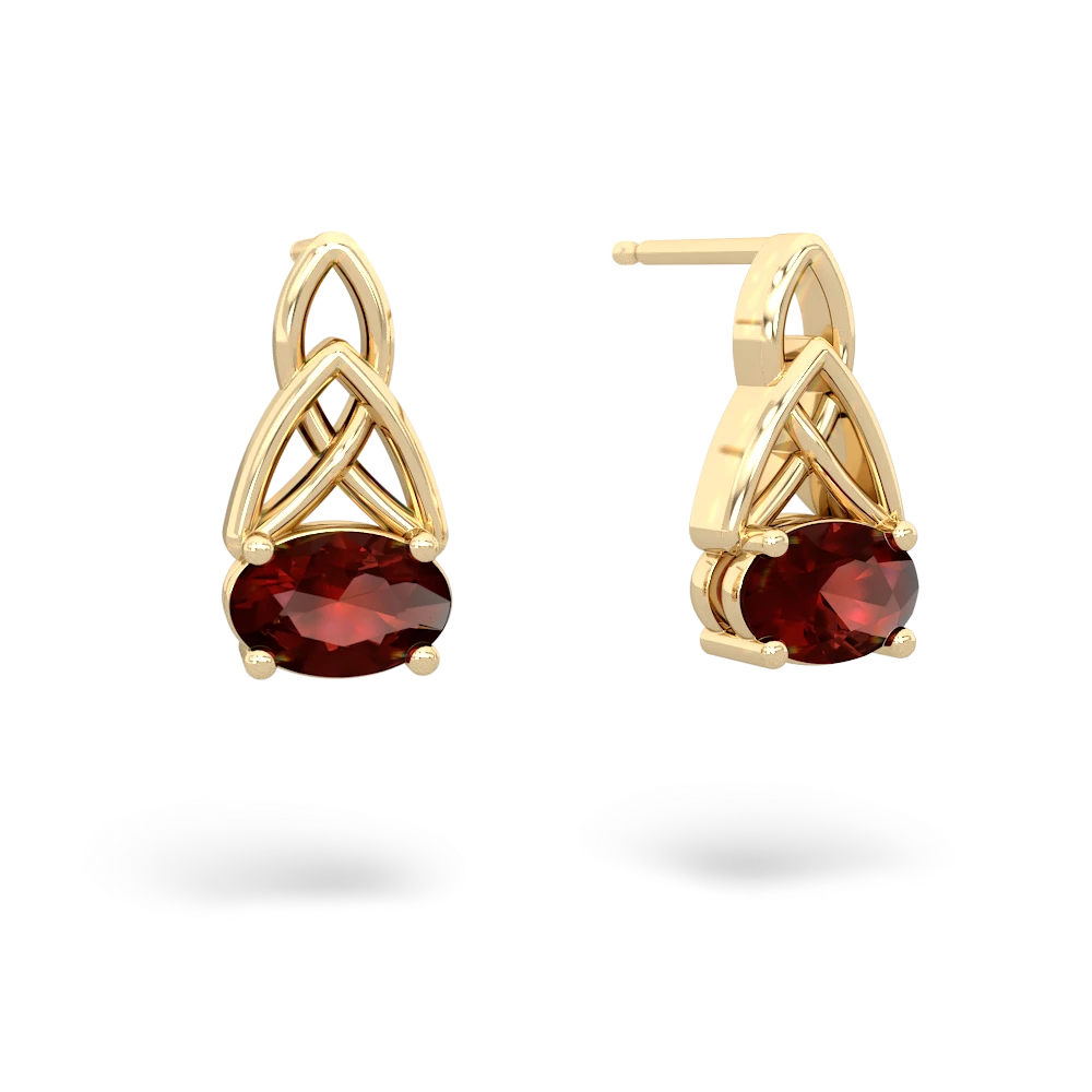 Garnet Celtic Trinity Knot 14K Yellow Gold earrings E2389