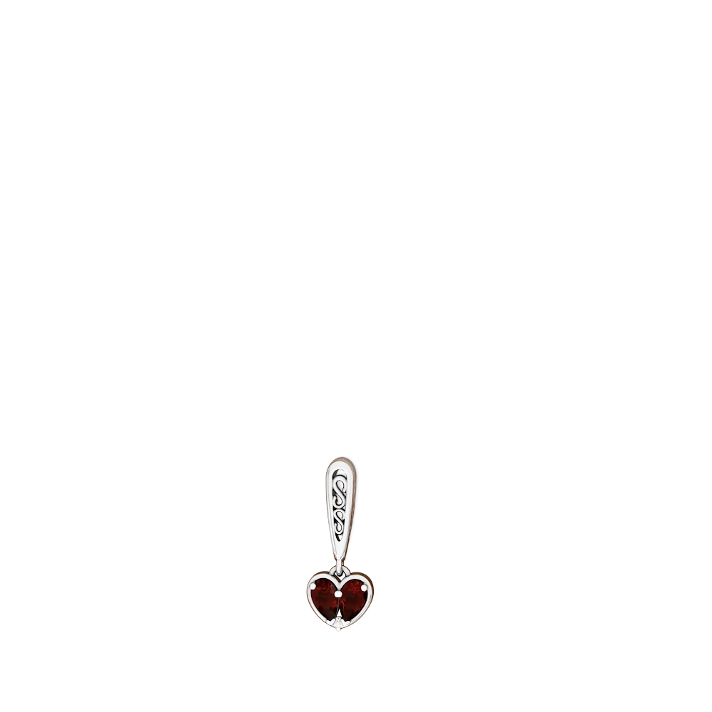 Garnet Filligree Heart 14K White Gold earrings E5070