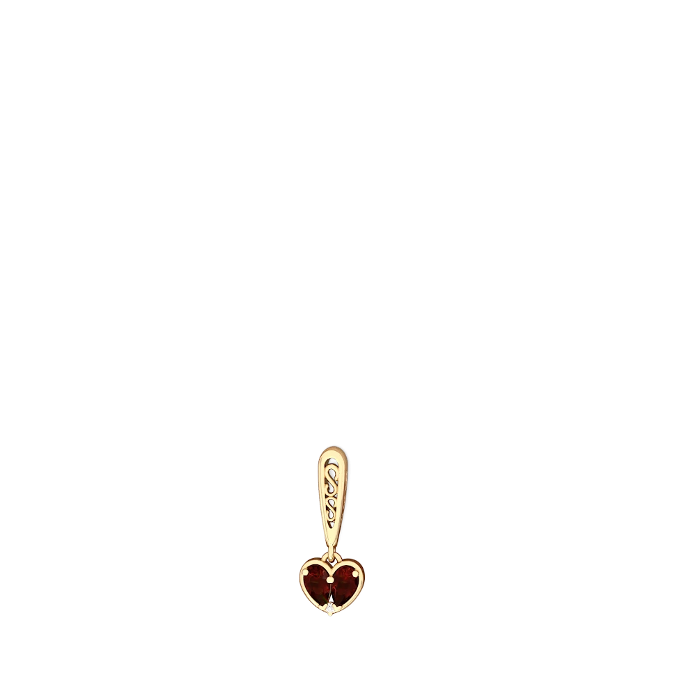 Garnet Filligree Heart 14K Yellow Gold earrings E5070