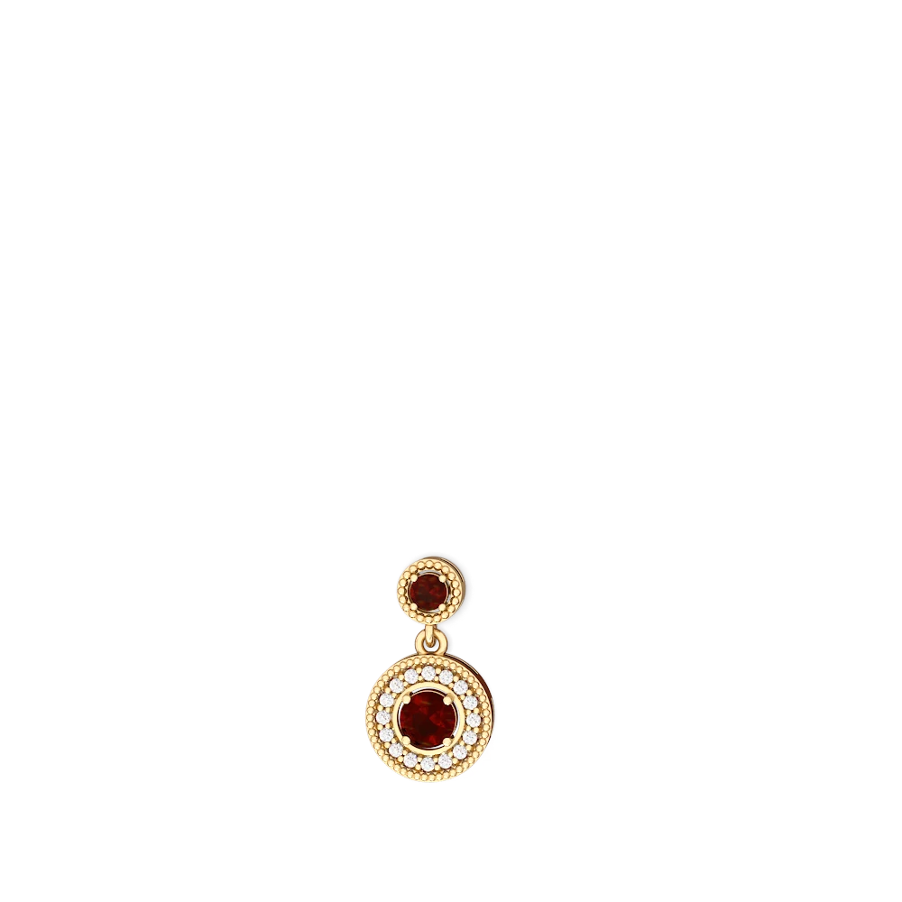Garnet Halo Dangle 14K Yellow Gold earrings E5319