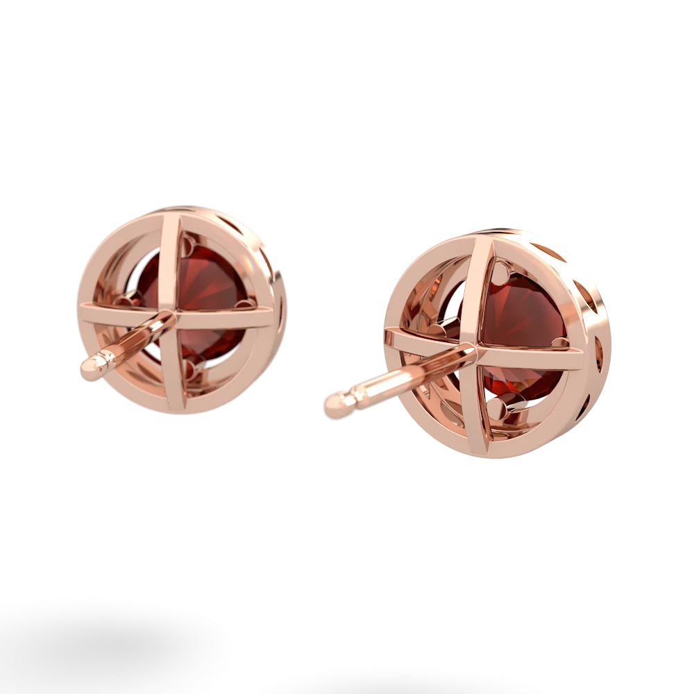 Garnet Halo 14K Rose Gold earrings E5320