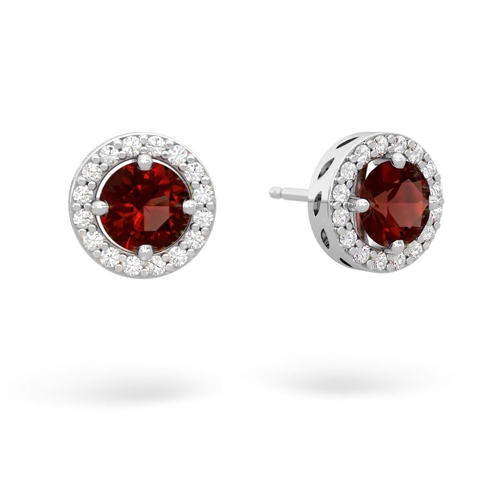 Garnet Halo 14K White Gold earrings E5320