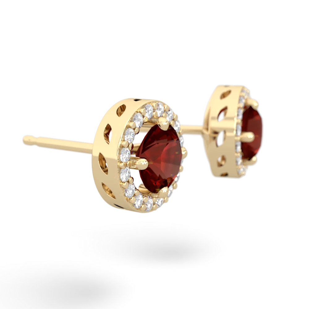 Garnet Halo 14K Yellow Gold earrings E5320