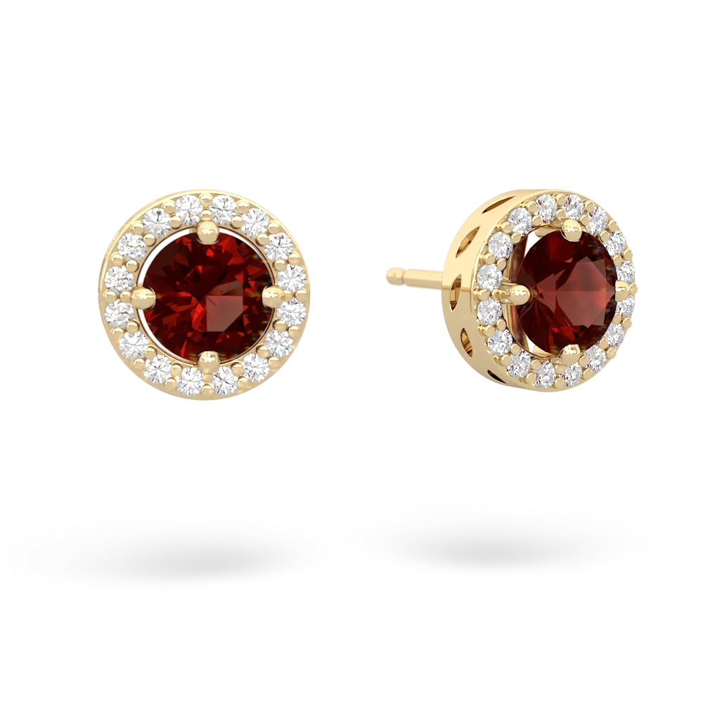 Garnet Halo 14K Yellow Gold earrings E5320