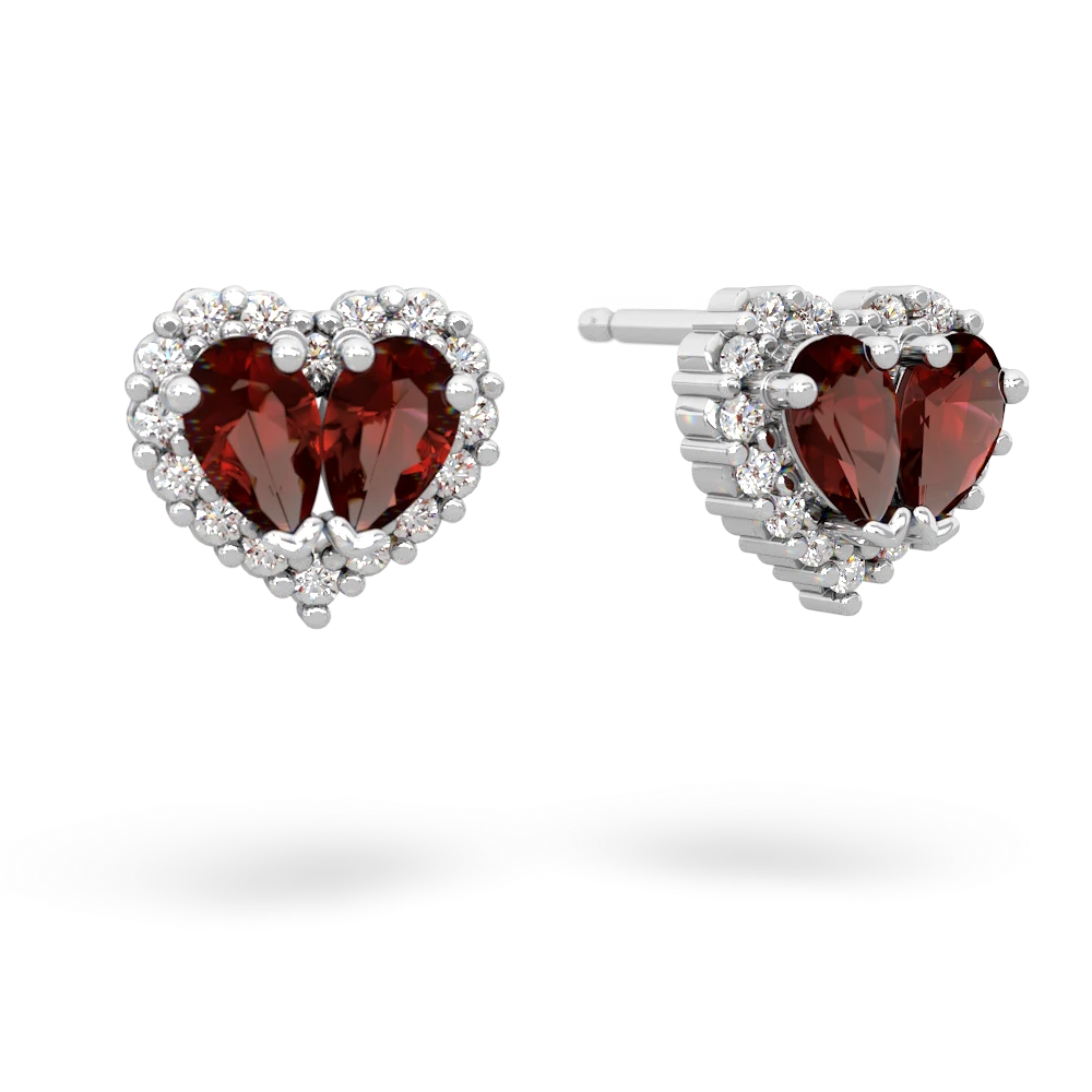 Garnet Halo 14K White Gold earrings E7008