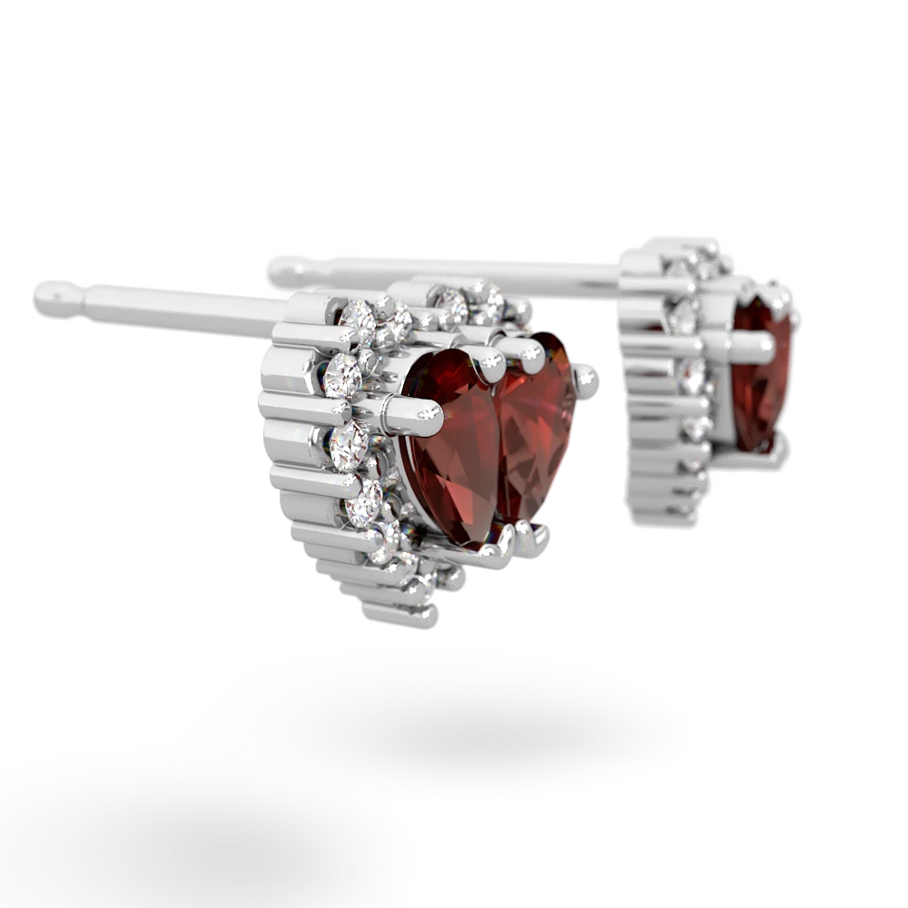 Garnet Halo 14K White Gold earrings E7008