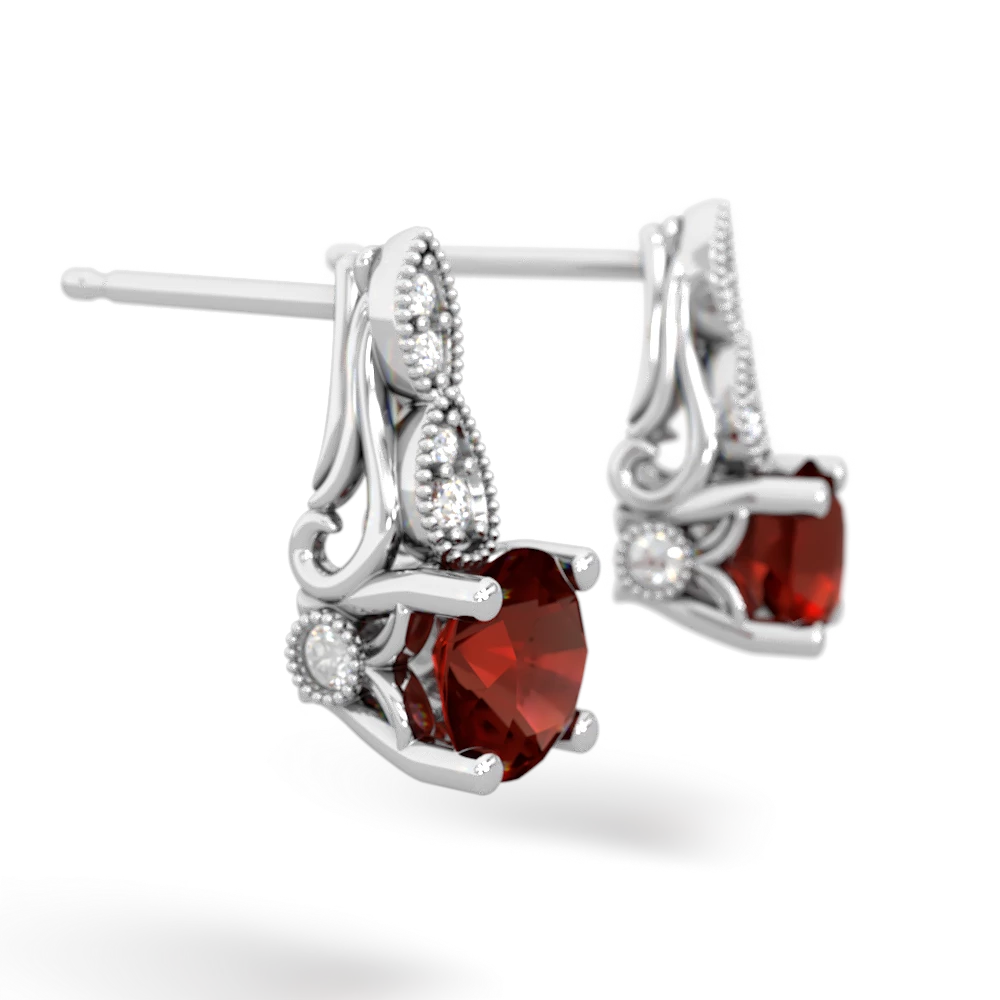 Garnet Antique Elegance 14K White Gold earrings E3100